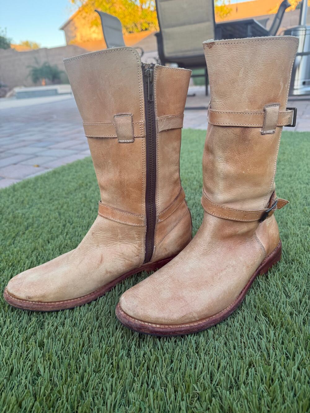 Bed Stu Cobbler Series Boots 7.5 Tan Leather Mid Calf Artisan Bed|Stü